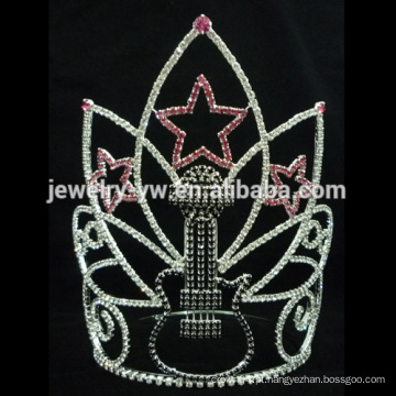 Moda metal prata banhado cristal cheio coroa tiara scepter